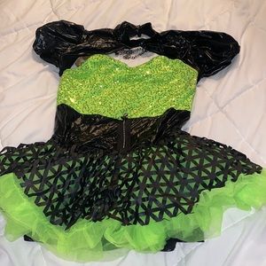 Black and lime green weissman brand dancing suit